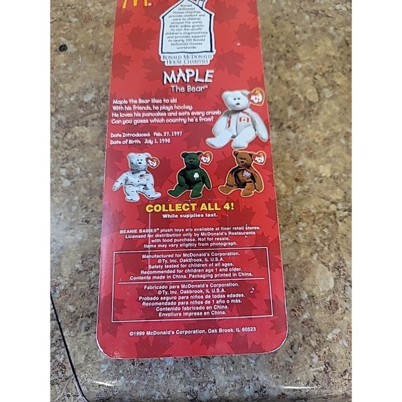 Full Set of 4 International McDonald's Teenie Beanie Babies from 1999 Sealed - Picture 9 of 9